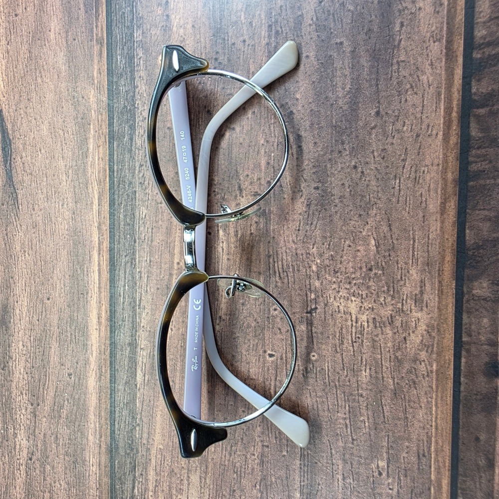 Ray-Ban RB 4246-V 5240 Clubround Tortoise Lavender Eyeglass Frames 47-19-140 - Picture 6 of 8